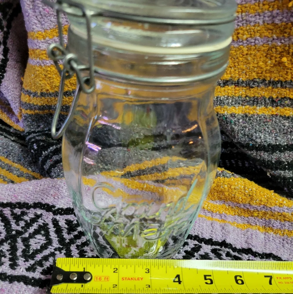 Rare Vintage Grand Mere glass latching lid jar made in Italy